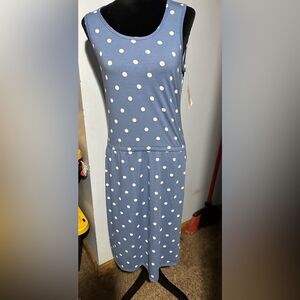 LuLaRoe Summer Dress Medium NWT Blue White Polka Dot Sleeveless Flowy Casual